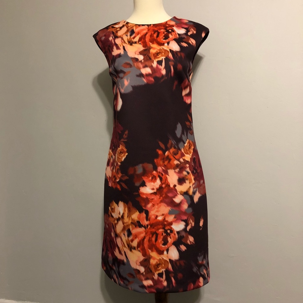 Cynthia Rowley abstract floral sheath scuba size 2